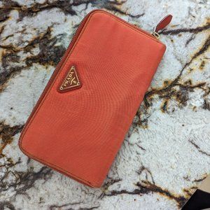 Prada nylon zip around wallet